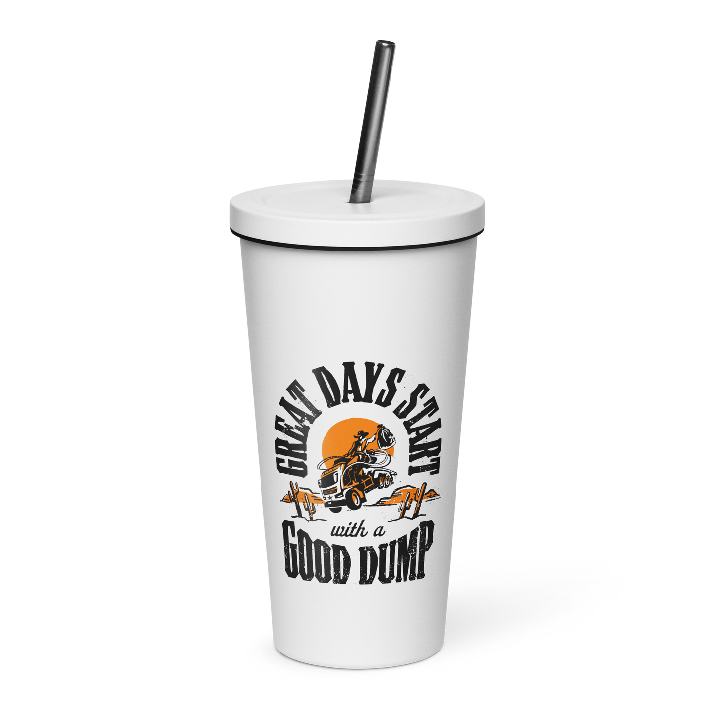 Insulated tumbler with a straw
