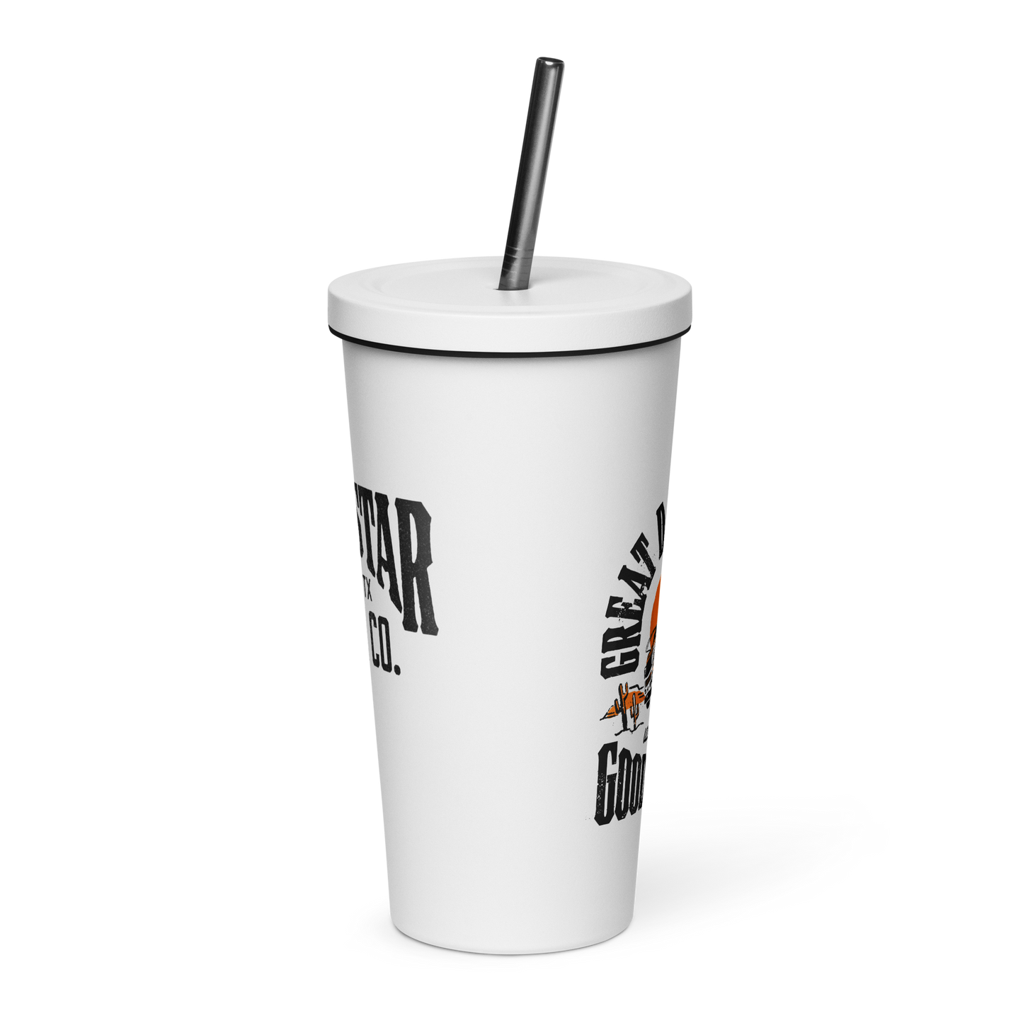 Insulated tumbler with a straw