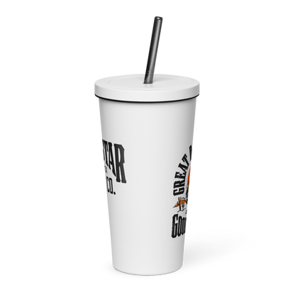 Insulated tumbler with a straw