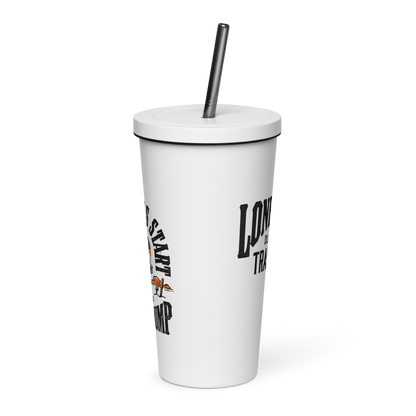 Insulated tumbler with a straw