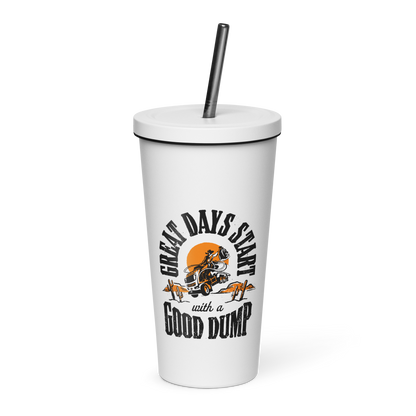 Insulated tumbler with a straw